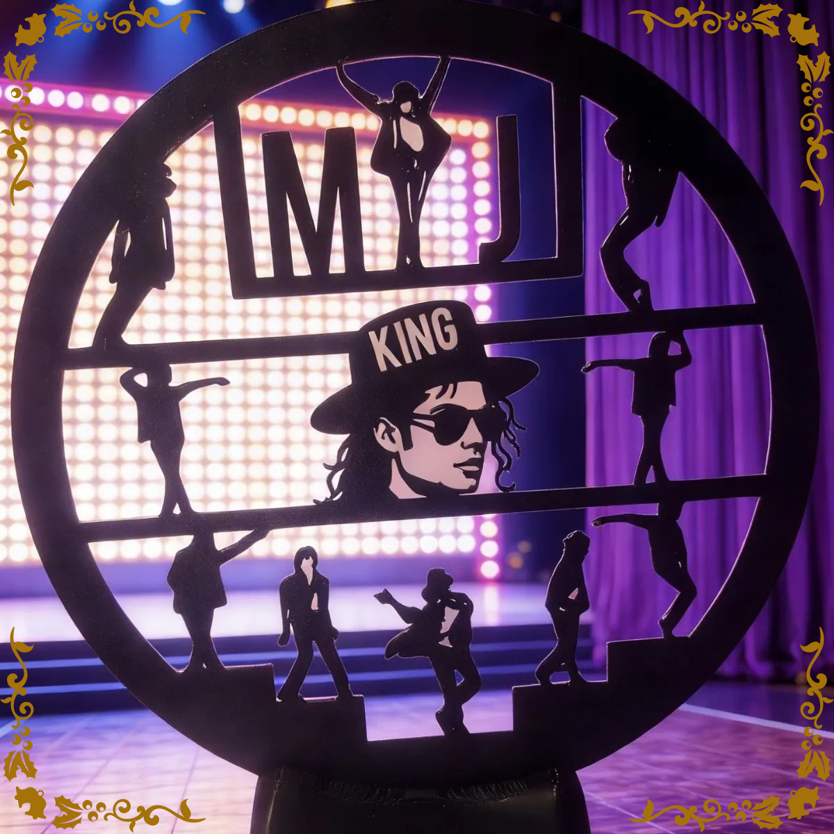 Office Table Home - Artistic Metal Figurine MJ Stage Silhouette,
