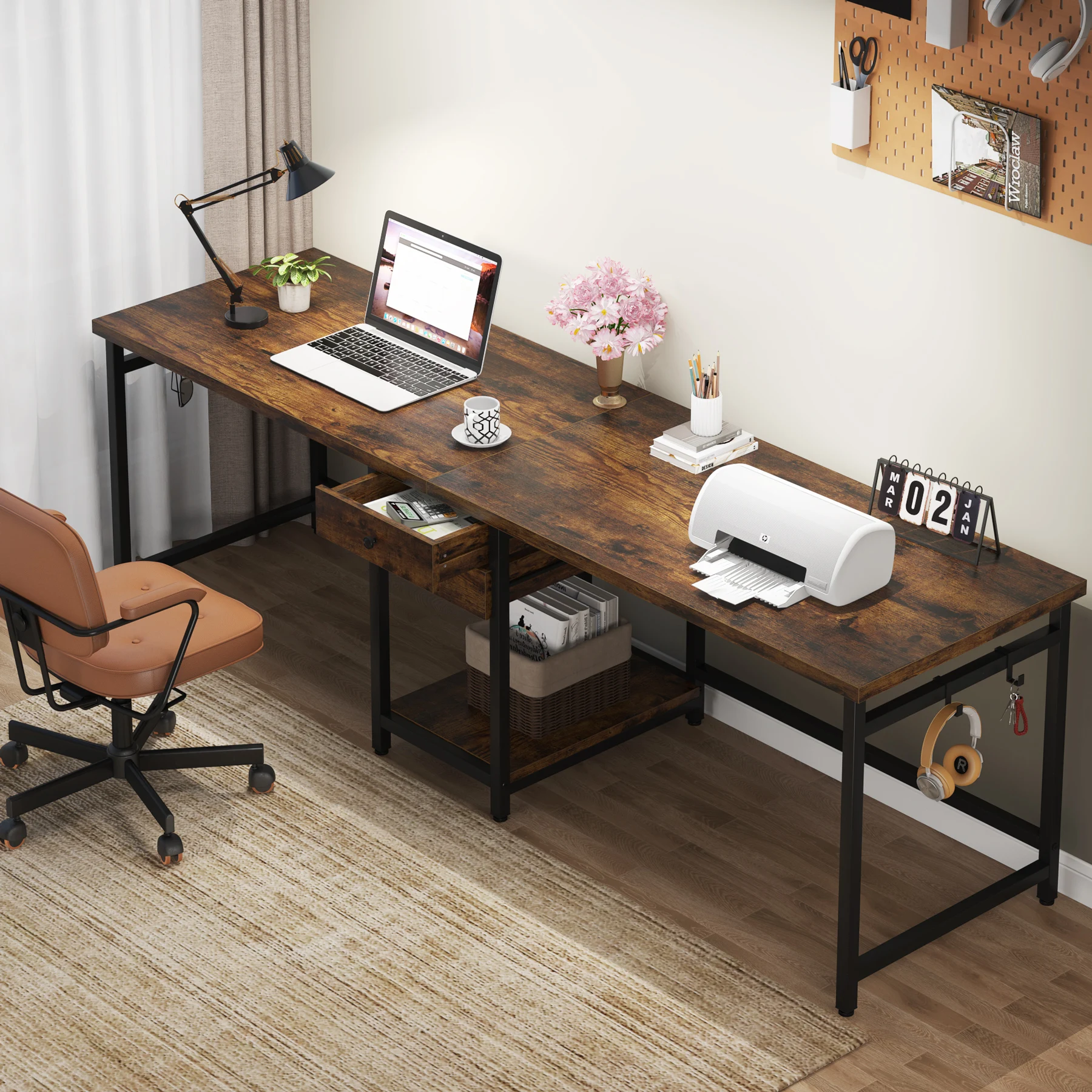 Home Office With Two Desks - Tribesigns 78.74’’ Two Person Desk with