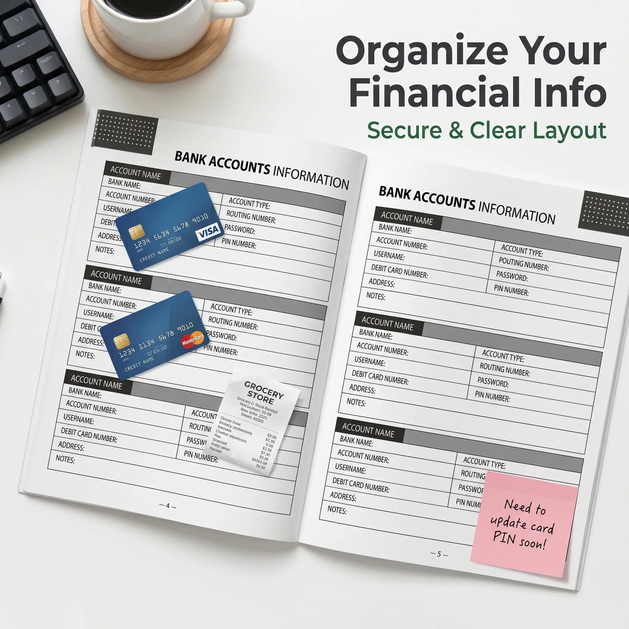 Home Office Budget - ADHD A4 Planner Notebook, Durable Cover