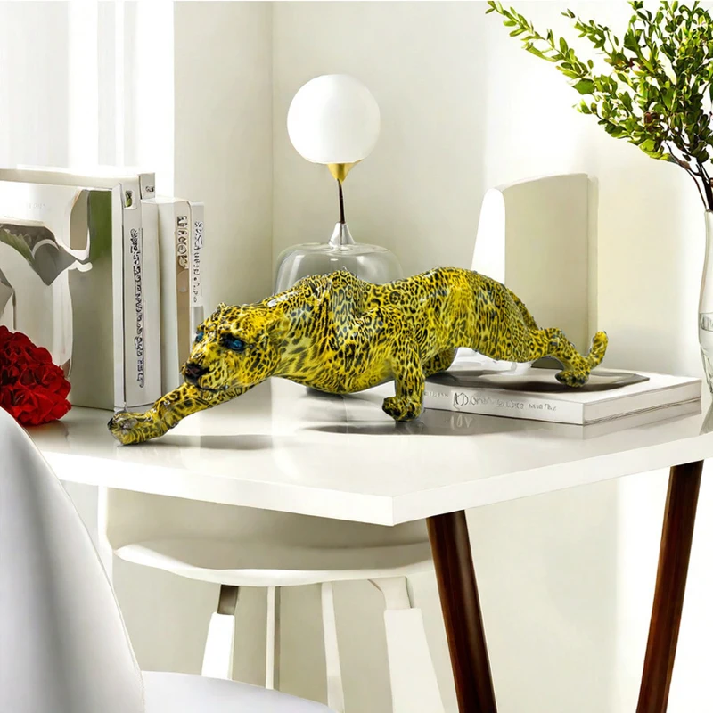 Home Office Desk Ideas - Cheetah Statue Home Decor Leopard Sculpture