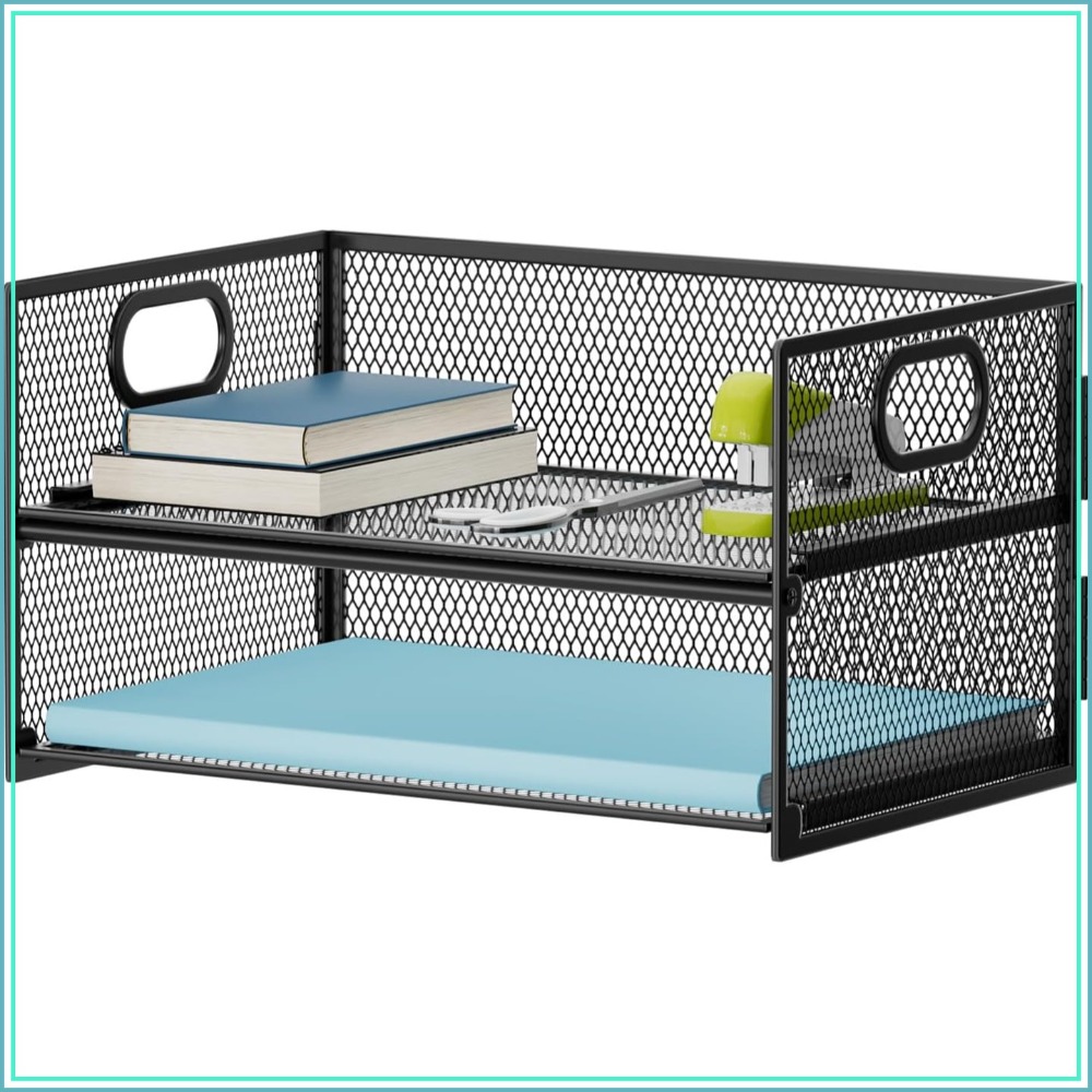 Letter Tray Desk - 2 Tier Mesh Paper Organizer Letter