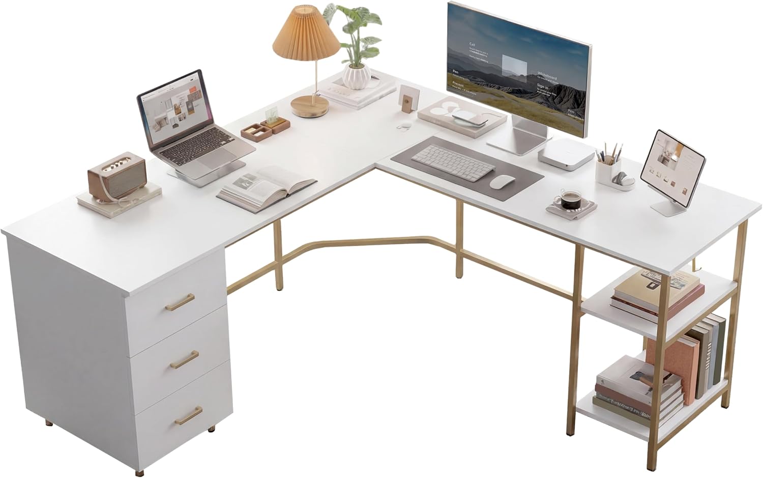 Home Office With Two Desks - Techni Mobili L Shaped Desk -