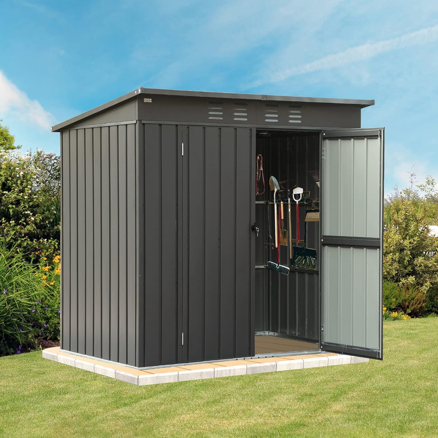 Home Office Shed - 152x91cm Outdoor Storage Shed Lockable Double