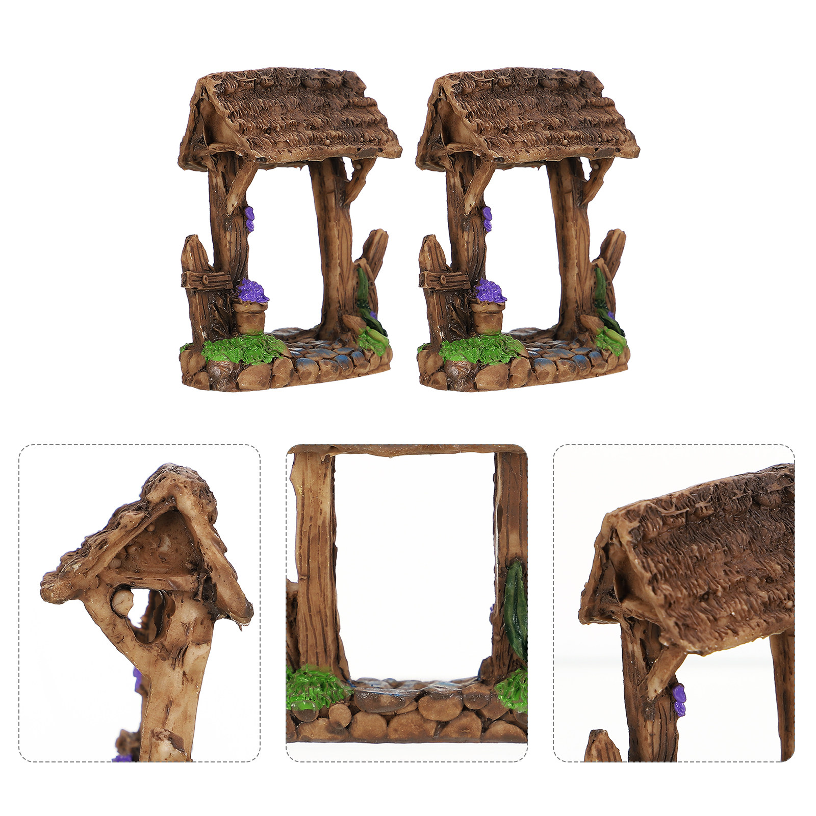 Office Table Home - 2Pcs Mini Resin Hedge Gate Decorative