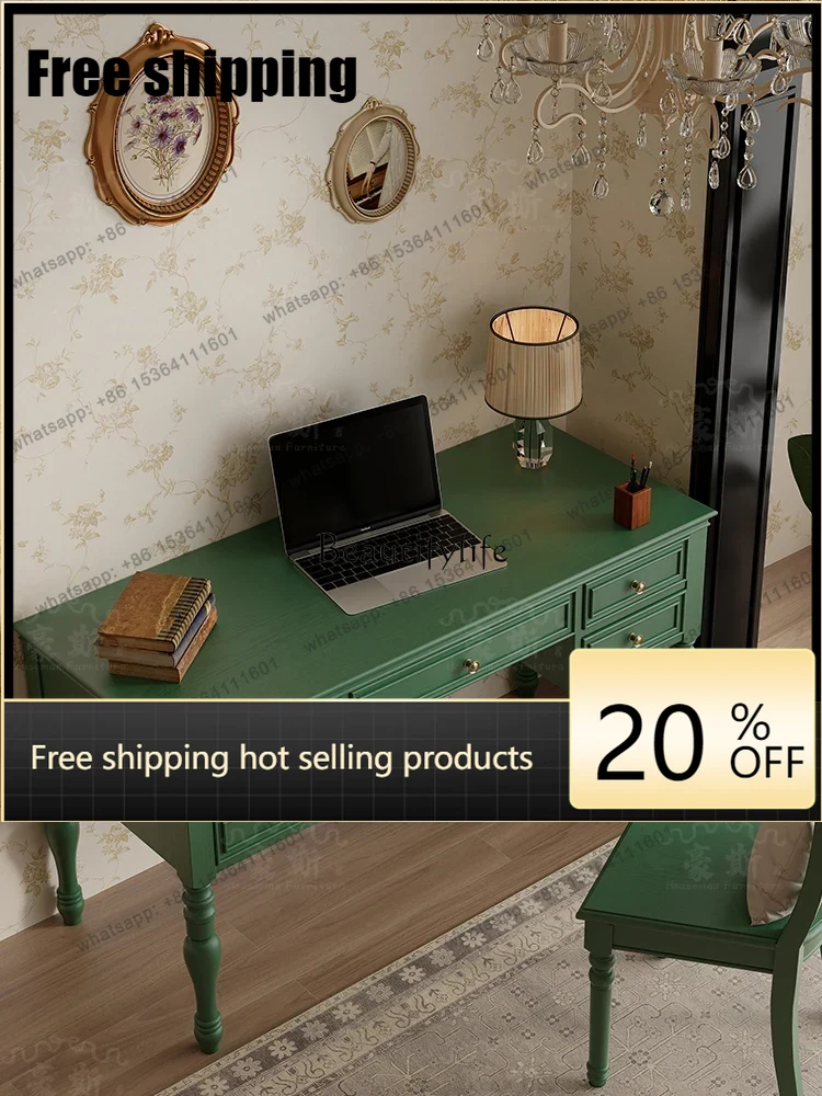 Home Office With Two Desks - X4 Vintage Style Two-in-One Office Desk