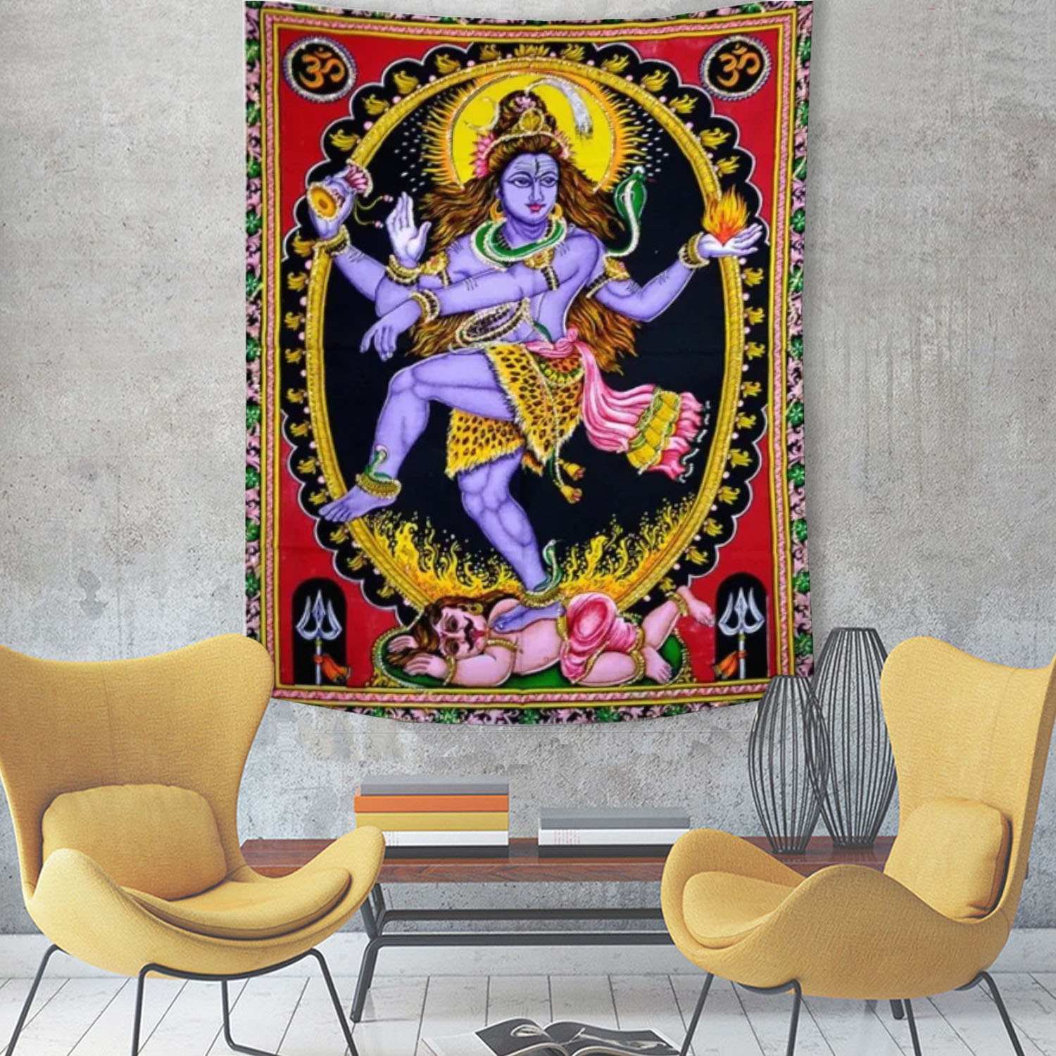 Home Office Yoga Room - Indian God Tapestry Set, Shiva Buddha
