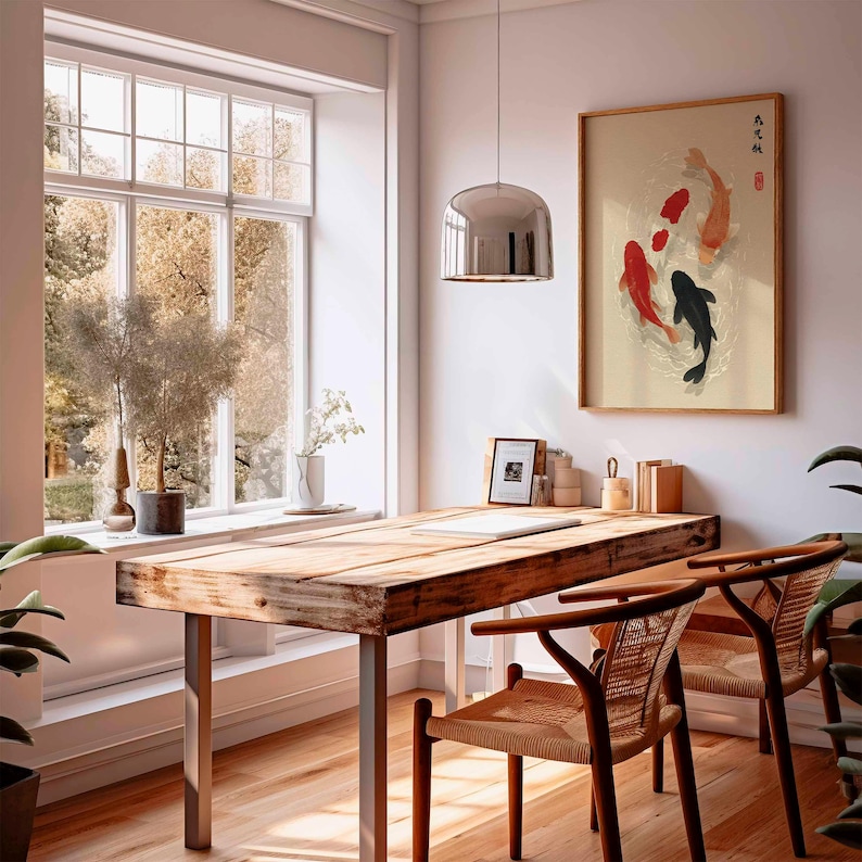 1pc Japanese Koi Fish Poster,  - Home Office Japandi のレビューと価格