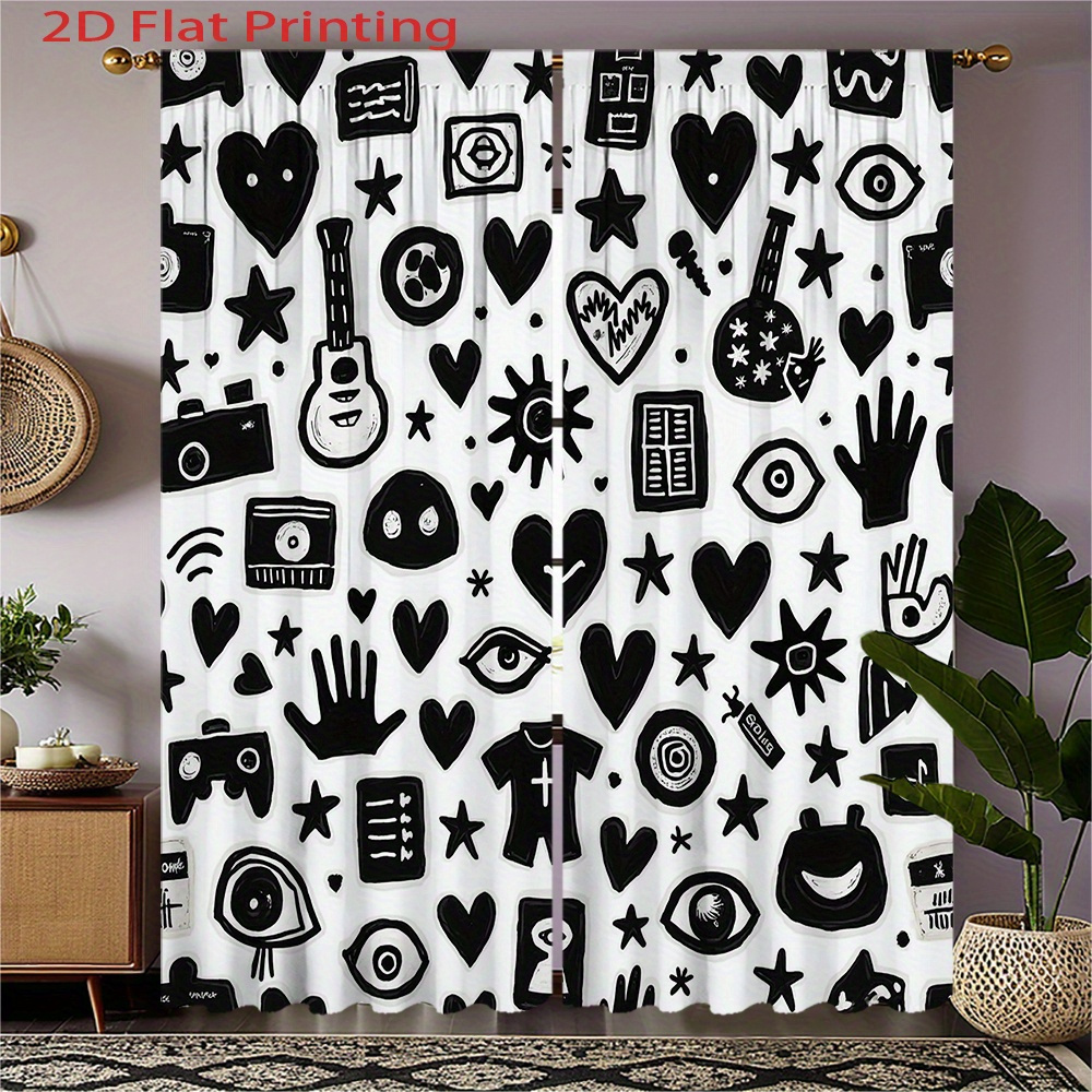 Graffiti Art Curtains 2pcs – B - Home Office Icon のレビューと価格