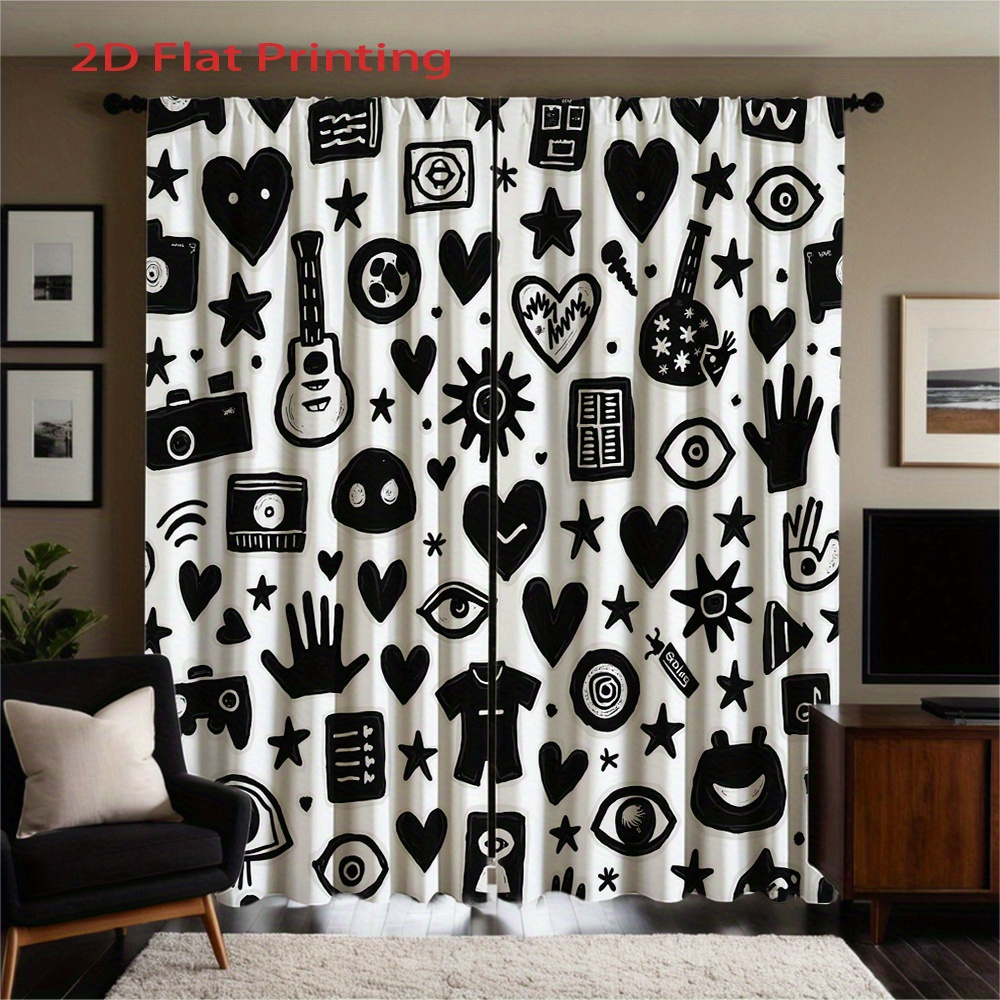 Graffiti Art Curtains 2pcs – B - Home Office Icon のレビューと価格