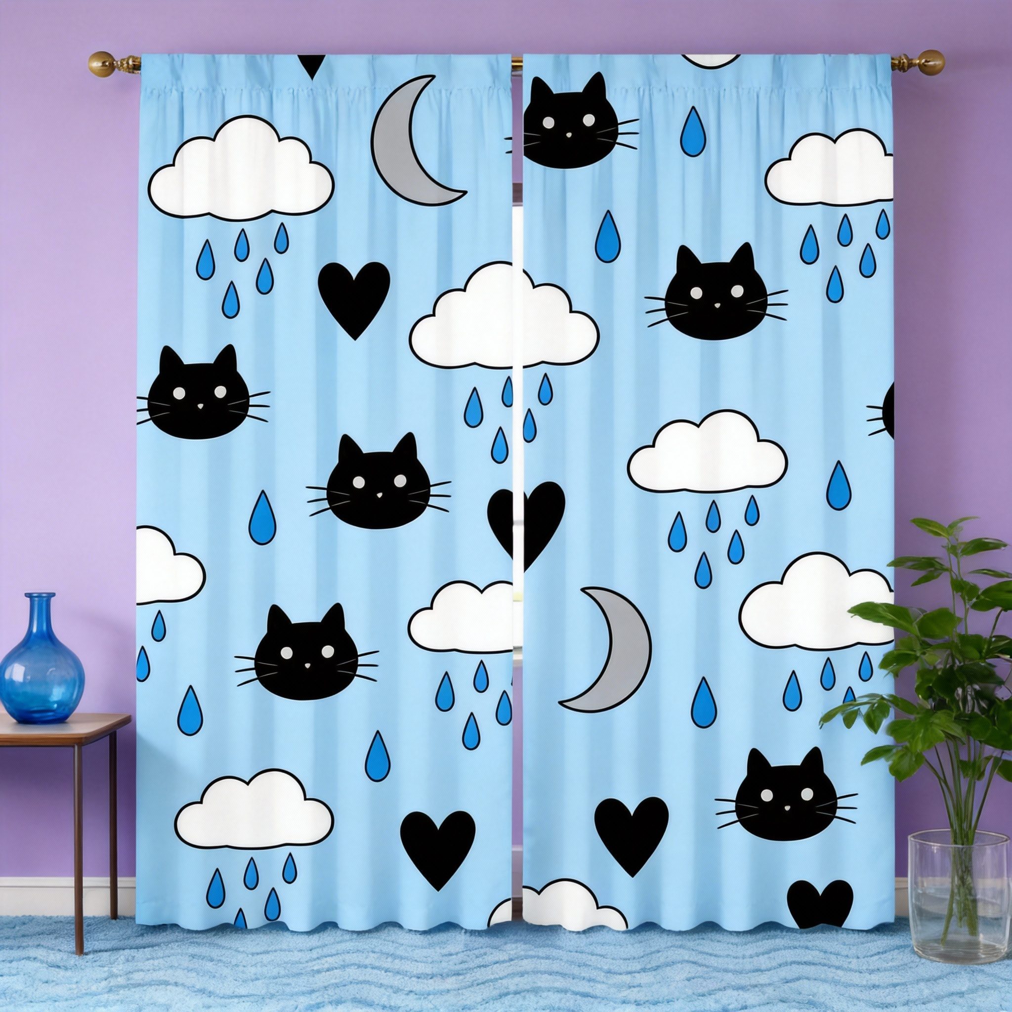 Graffiti Art Curtains 2pcs – B - Home Office Icon のレビューと価格