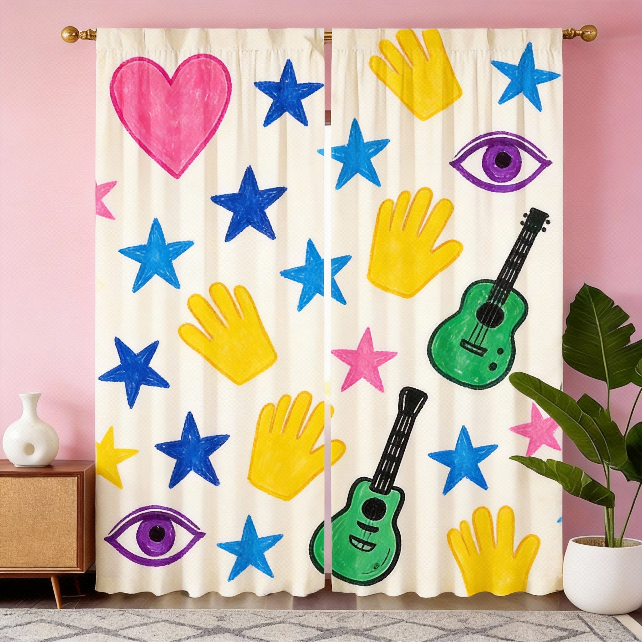 Graffiti Art Curtains 2pcs – B - Home Office Icon のレビューと価格