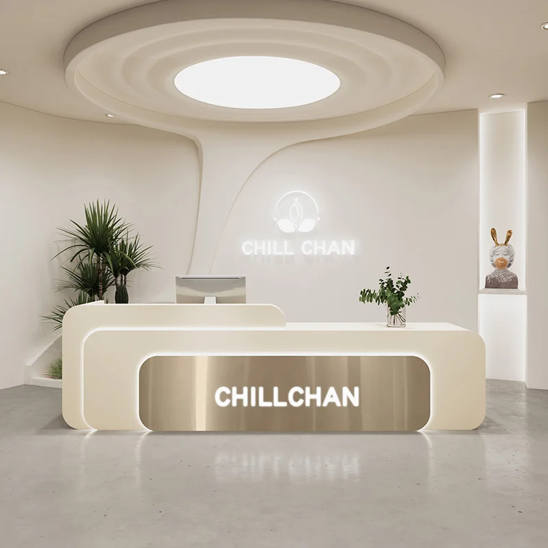 l shaped white reception desks - Home Office Tienda のレビューと価格
