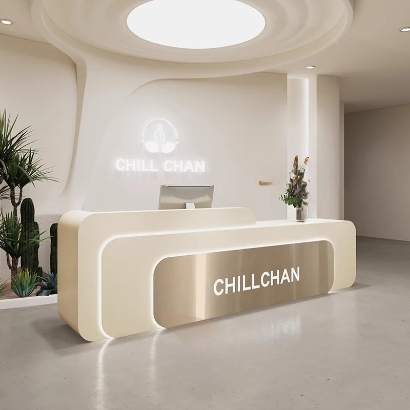 l shaped white reception desks - Home Office Tienda のレビューと価格