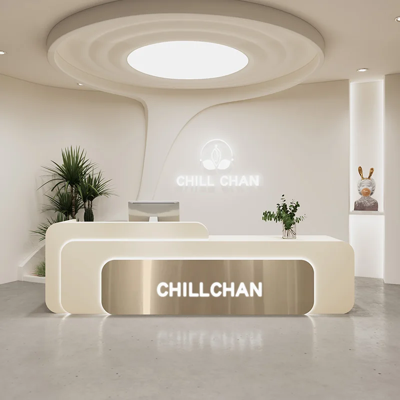 l shaped white reception desks - Home Office Tienda のレビューと価格