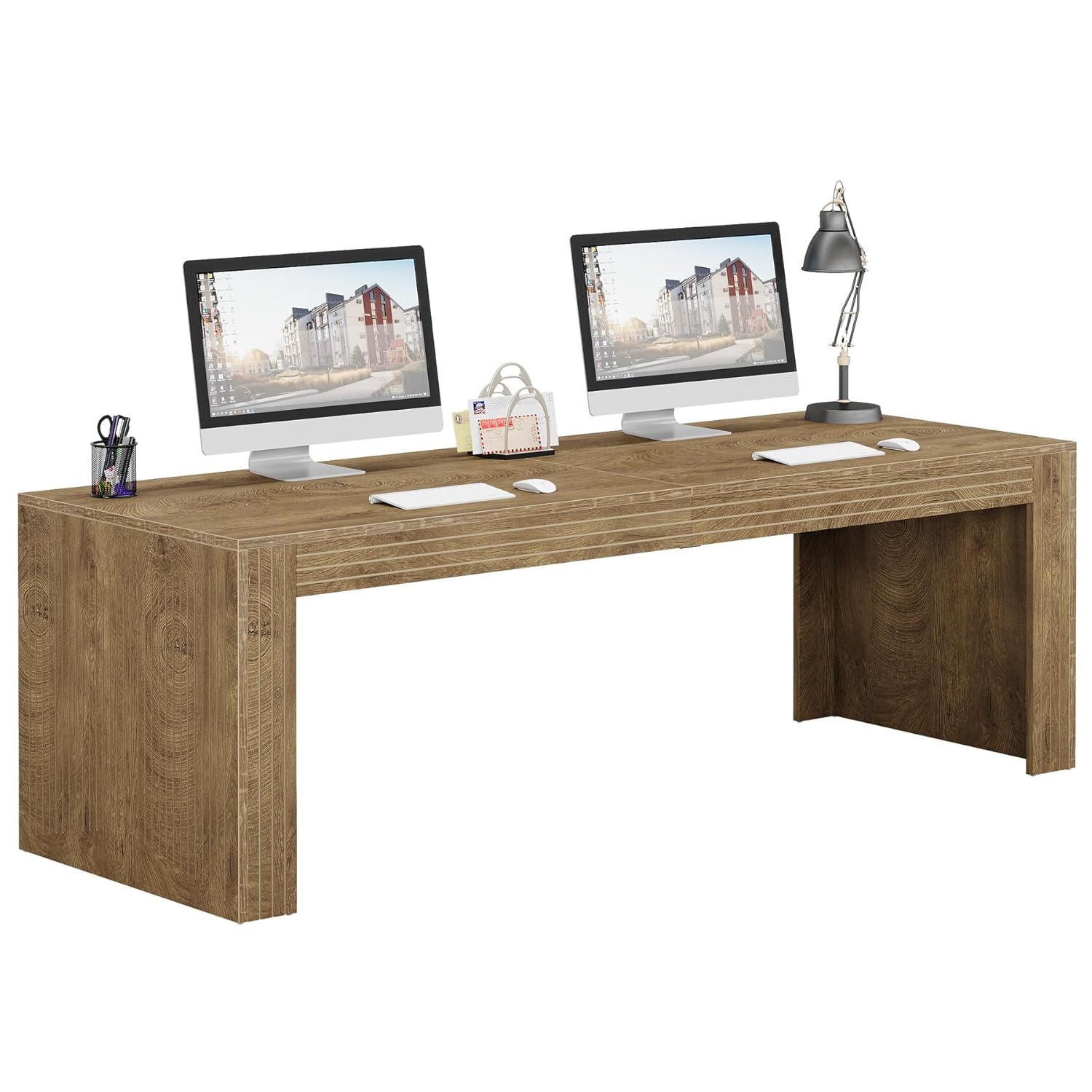 #79-Inch Extra Long Double Com - Home Office With Two Desks のレビューと価格
