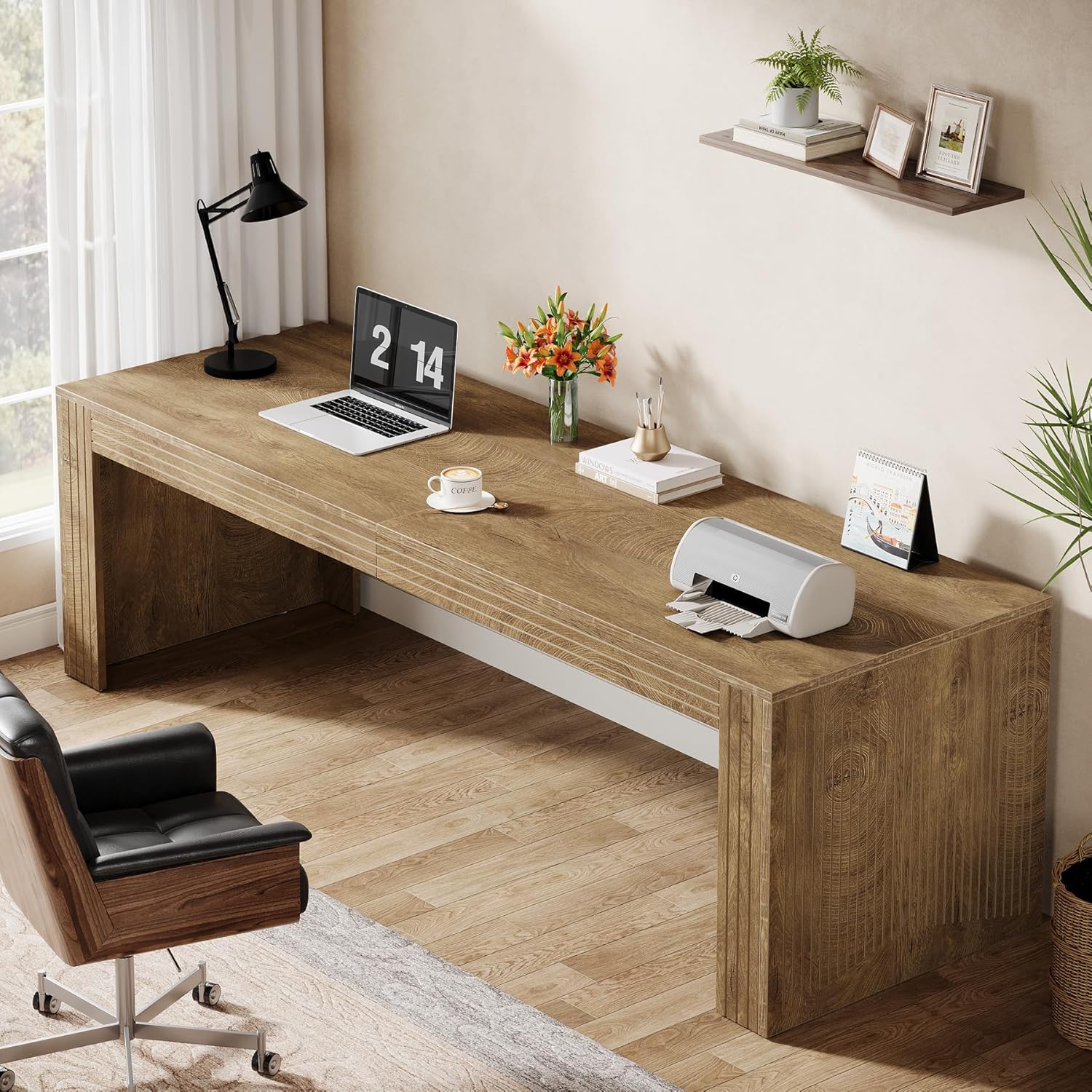 #79-Inch Extra Long Double Com - Home Office With Two Desks のレビューと価格