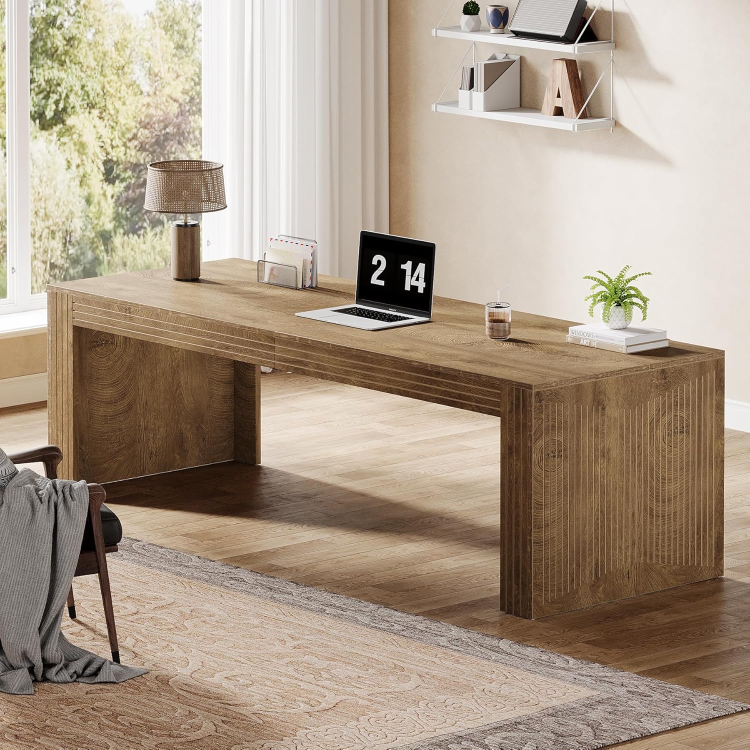 #79-Inch Extra Long Double Com - Home Office With Two Desks のレビューと価格