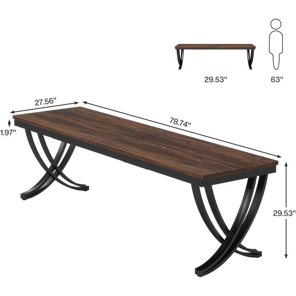 78 Inch Rustic Brown Double De - Home Office With Two Desks のレビューと価格