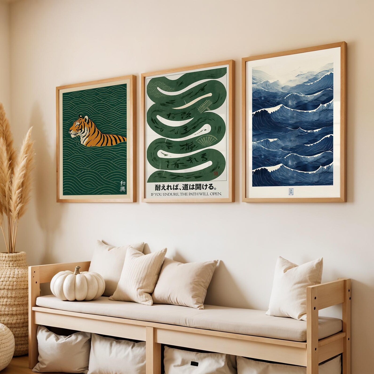 3pcs/set Japanese Canvas Wall  - Home Office Japandi のレビューと価格