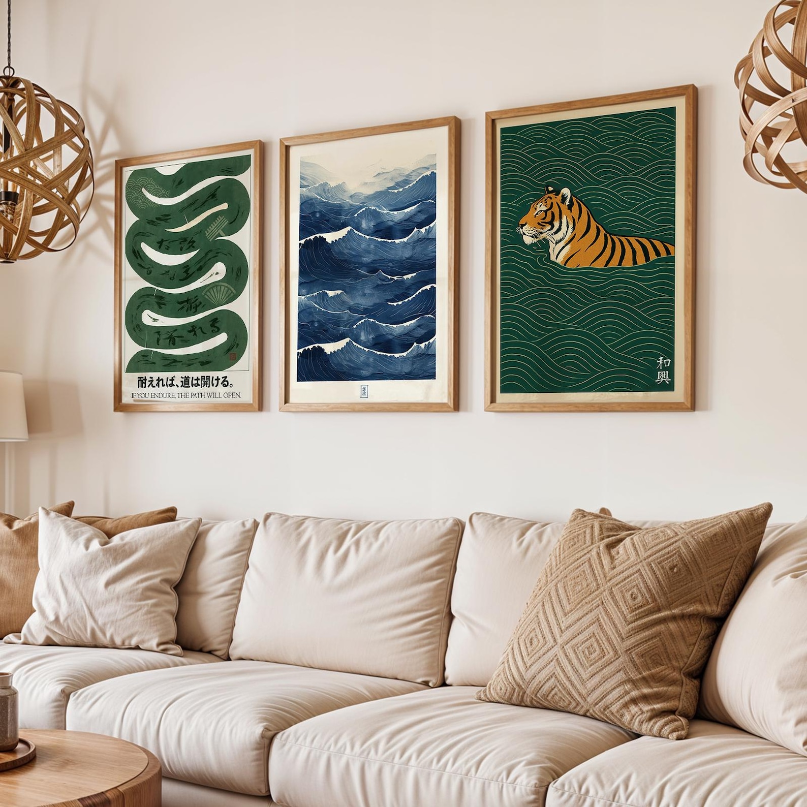 3pcs/set Japanese Canvas Wall  - Home Office Japandi のレビューと価格