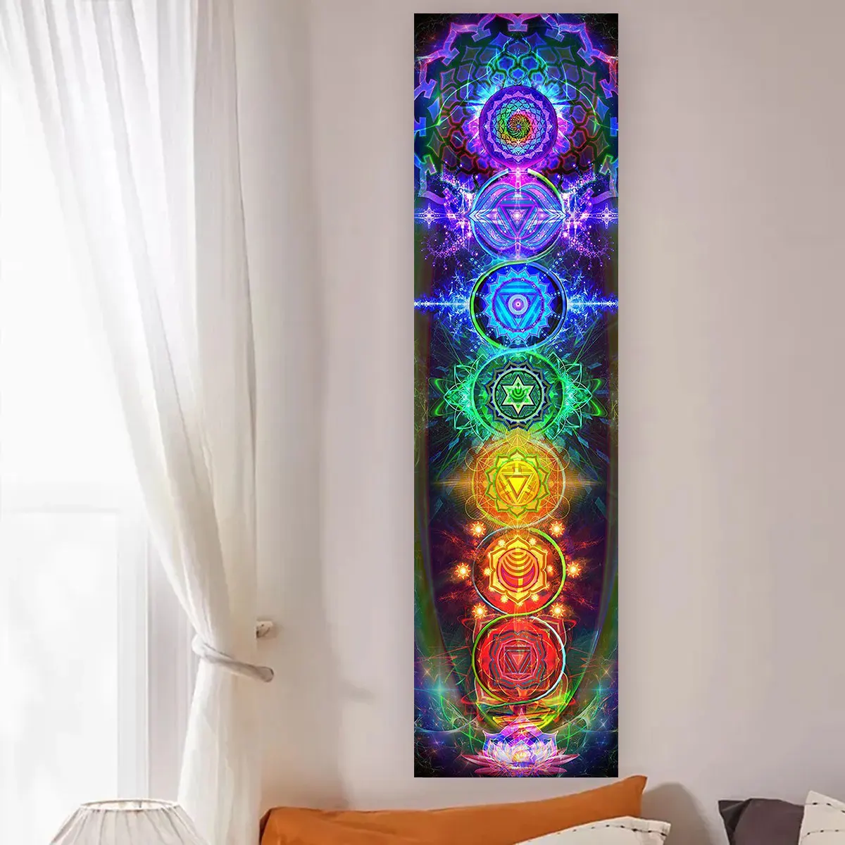 Colorful Chakra Wall Tapestry  - Home Office Yoga Room のレビューと価格