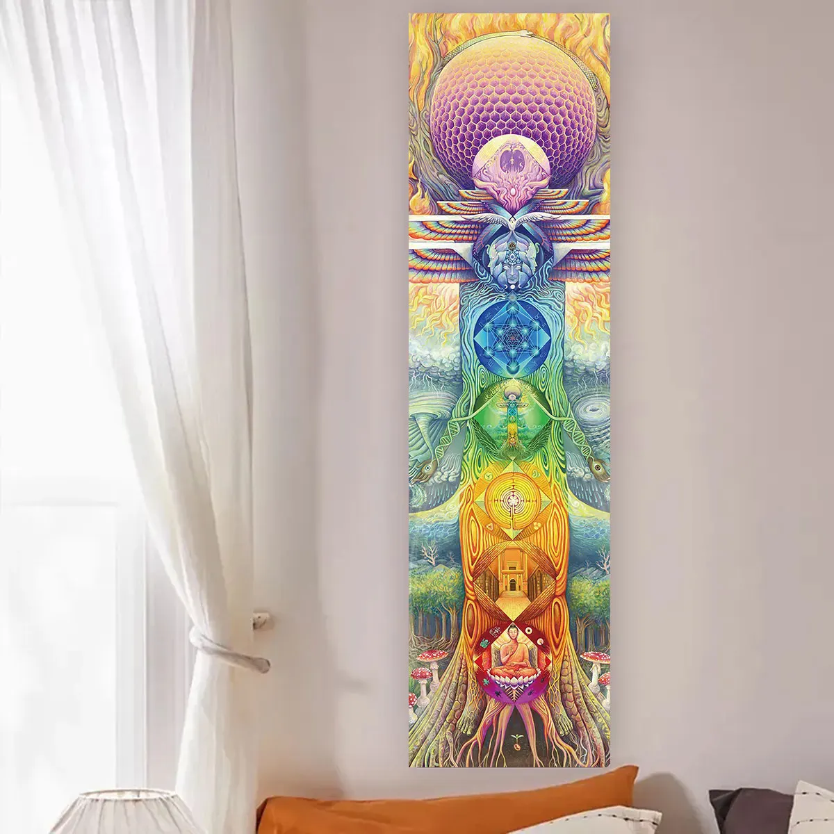 Colorful Chakra Wall Tapestry  - Home Office Yoga Room のレビューと価格