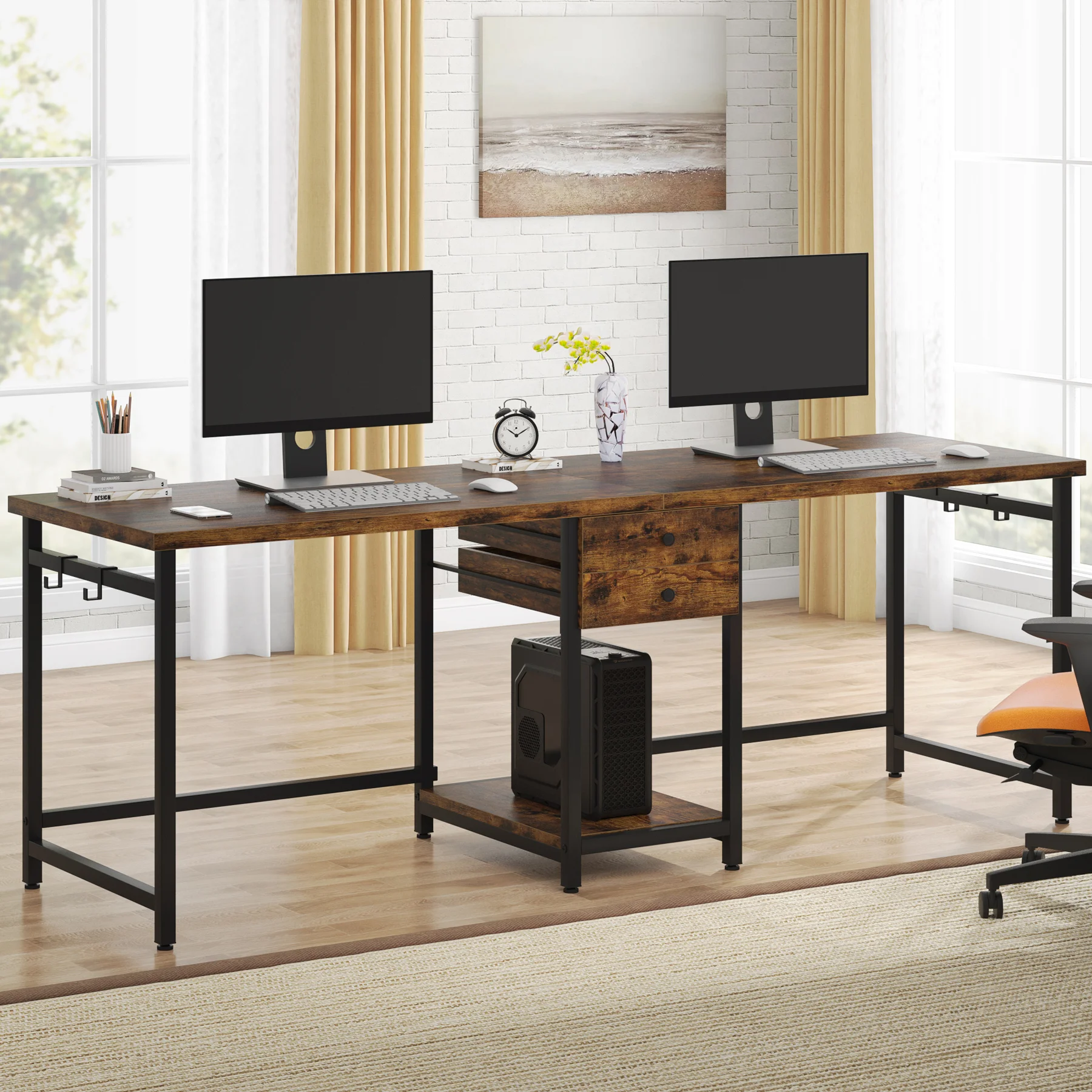 Tribesigns 78.74’’ Two Person  - Home Office With Two Desks のレビューと価格