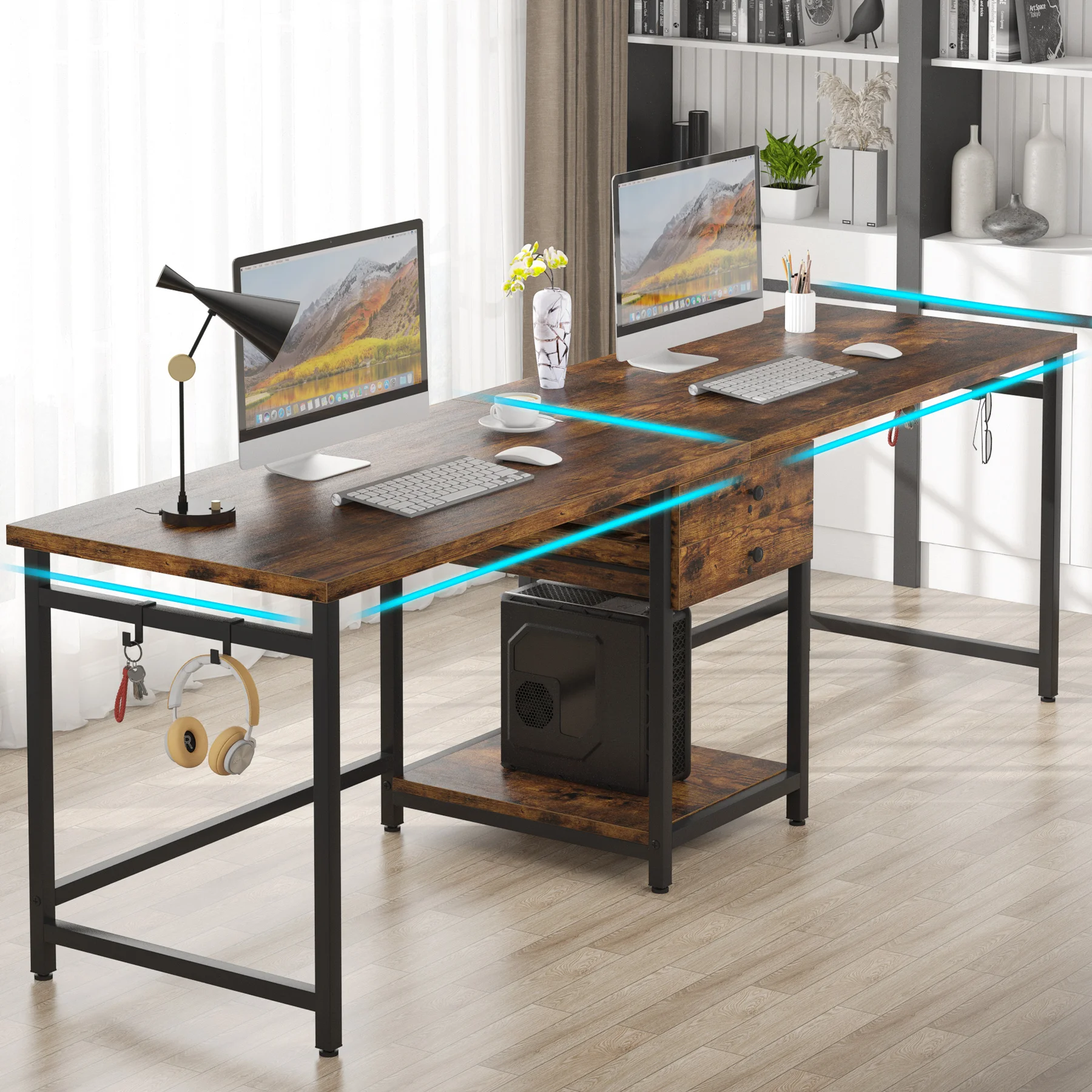 Tribesigns 78.74’’ Two Person  - Home Office With Two Desks のレビューと価格