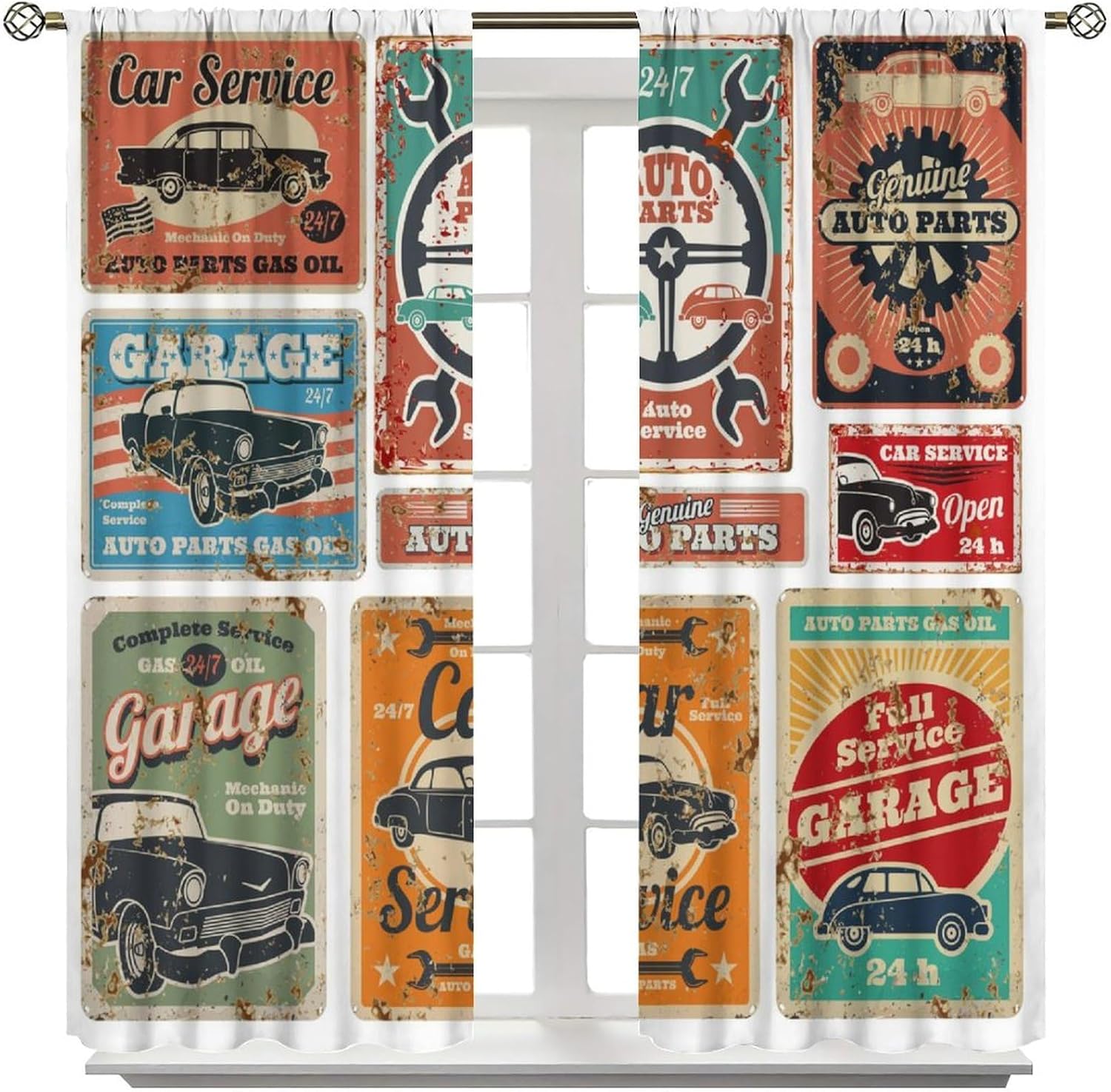 Garage Curtains, Vintage Man D - Home Office Shed のレビューと価格