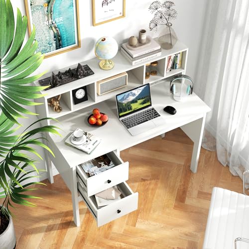 White 48-Inch Home Office Desk - Home Office With Two Desks のレビューと価格