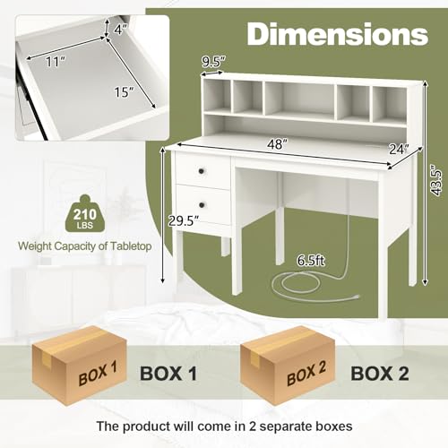 White 48-Inch Home Office Desk - Home Office With Two Desks のレビューと価格