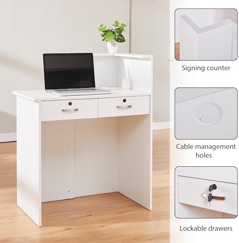 Small Reception Desk with Two  - Home Office With Two Desks のレビューと価格