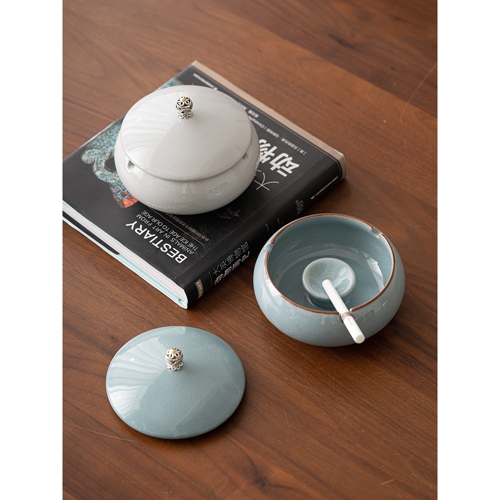 Large Ceramic Ashtray with Lid - Office Table Home のレビューと価格