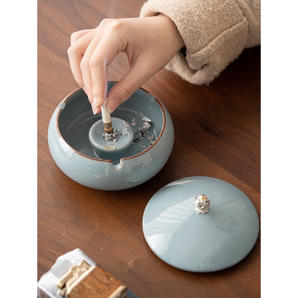 Large Ceramic Ashtray with Lid - Office Table Home のレビューと価格