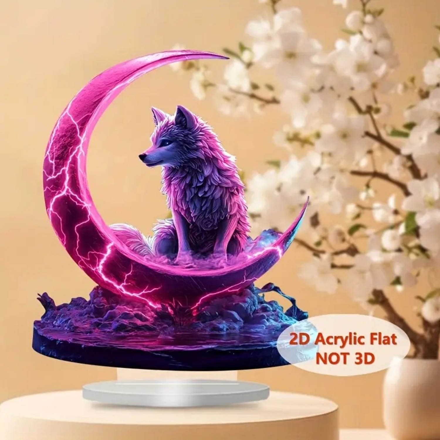 Flame Wolf Statue,2D Flat Acry - Office Table Home のレビューと価格