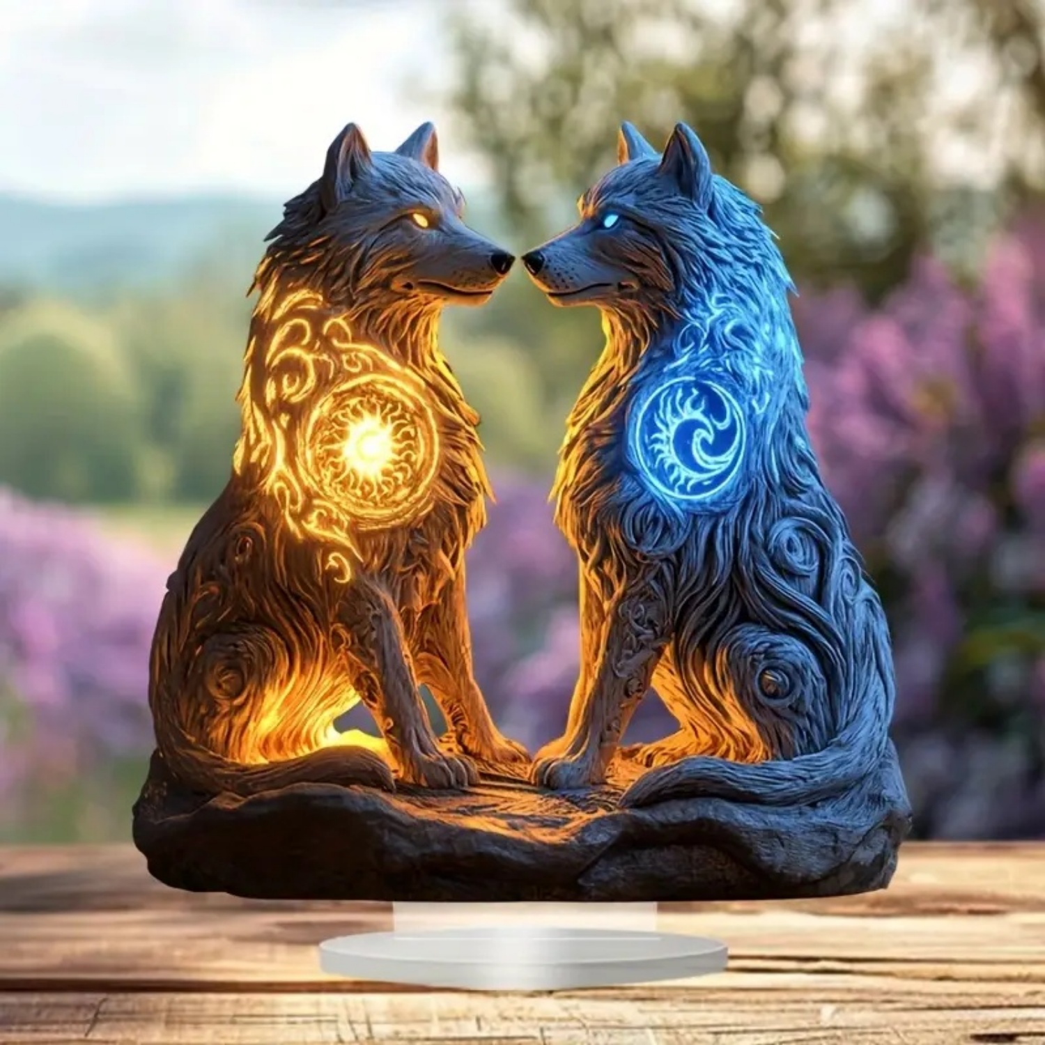 Flame Wolf Statue,2D Flat Acry - Office Table Home のレビューと価格
