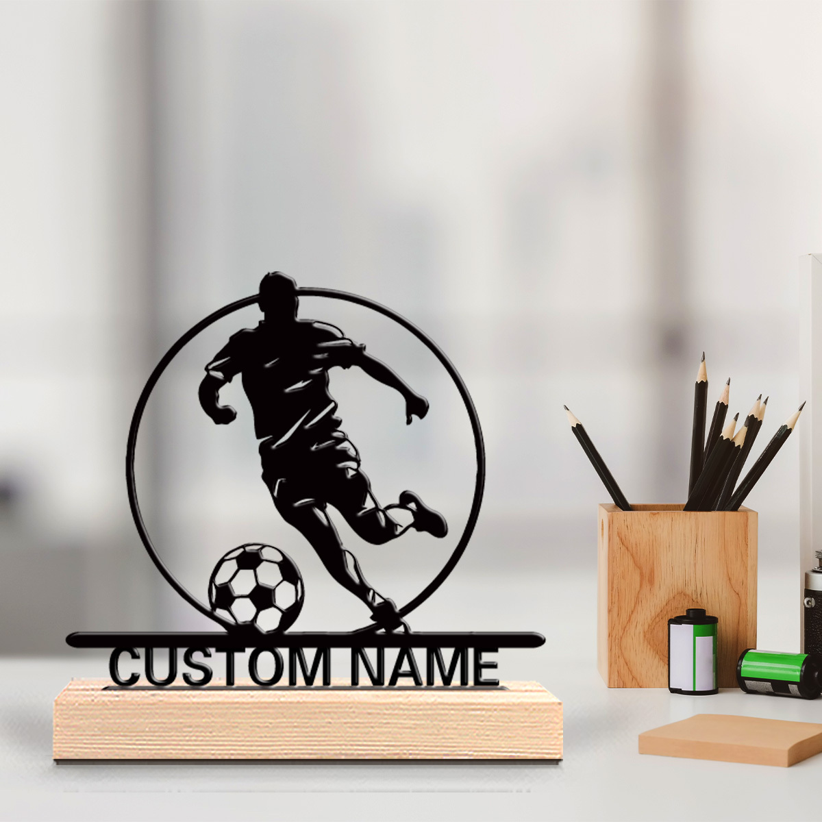 Custom Soccer Player Metal Sta - Office Table Home のレビューと価格