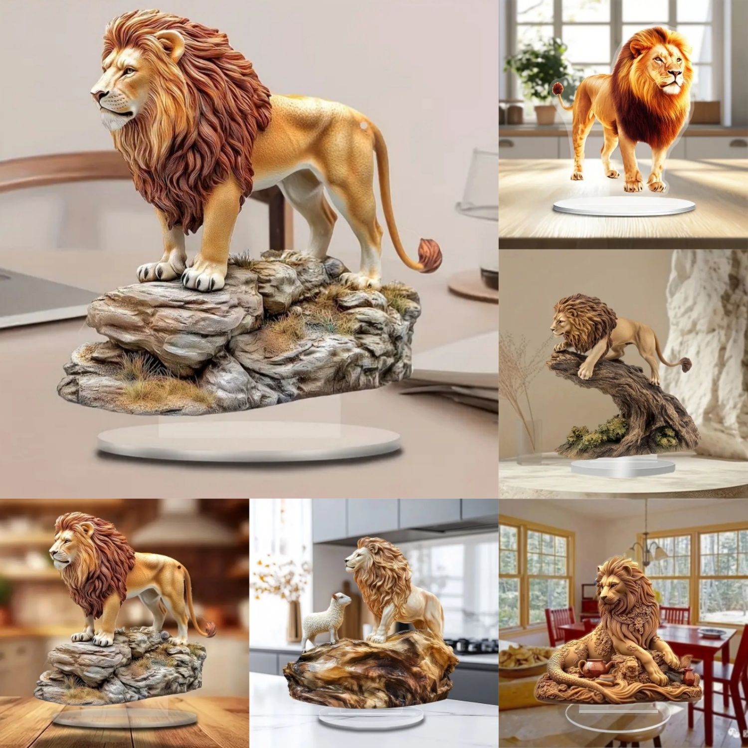 Male Lion Statue,2D Flat Anima - Office Table Home のレビューと価格