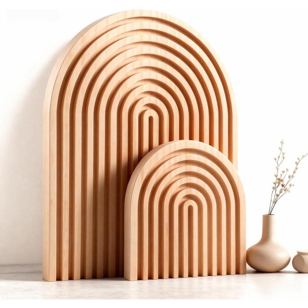 2 Pcs Natural Wood Arch Decor, - Home Office Japandi のレビューと価格