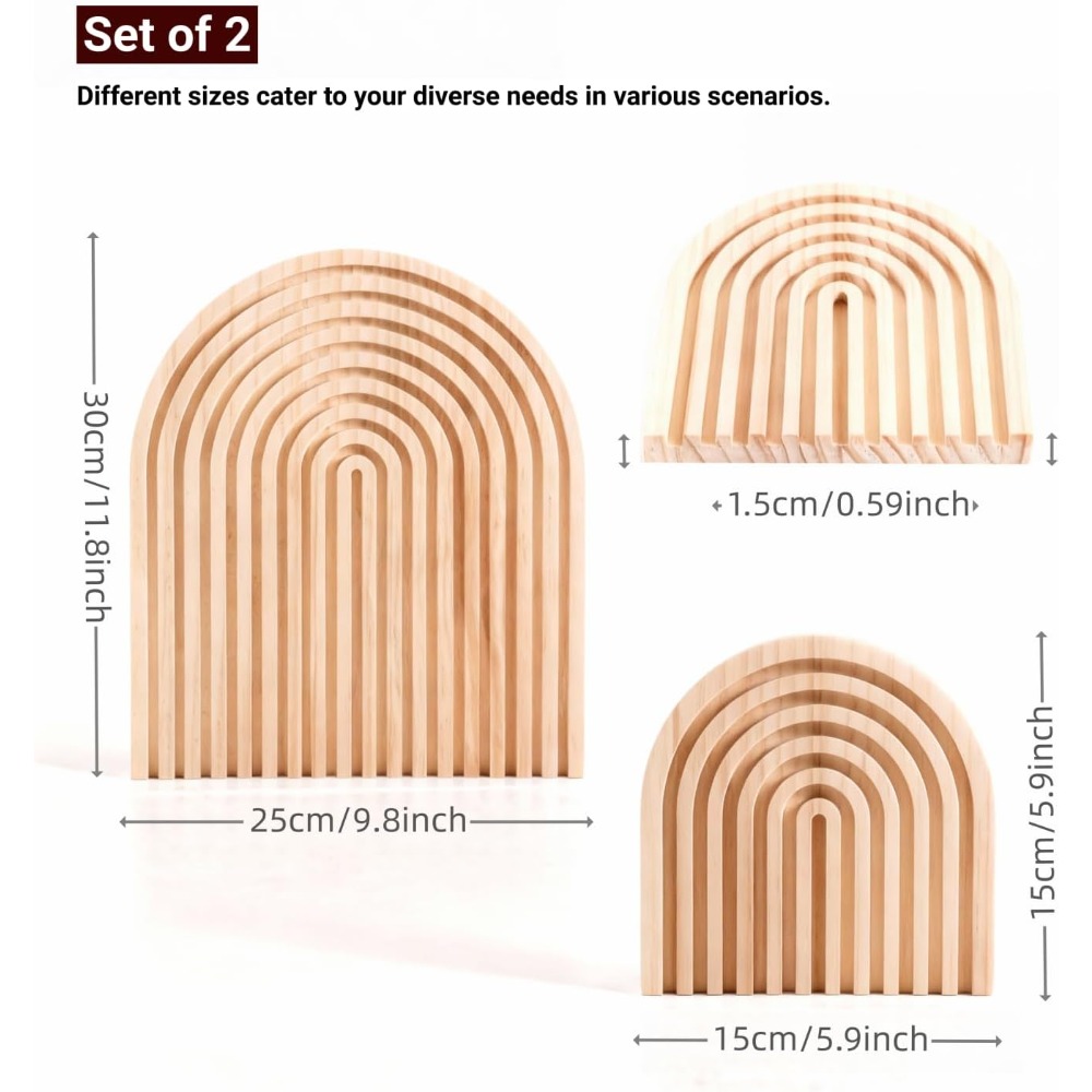 2 Pcs Natural Wood Arch Decor, - Home Office Japandi のレビューと価格