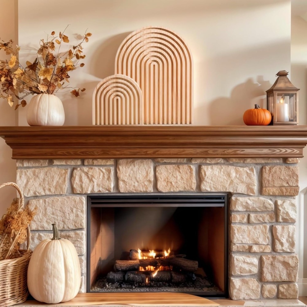 2 Pcs Natural Wood Arch Decor, - Home Office Japandi のレビューと価格