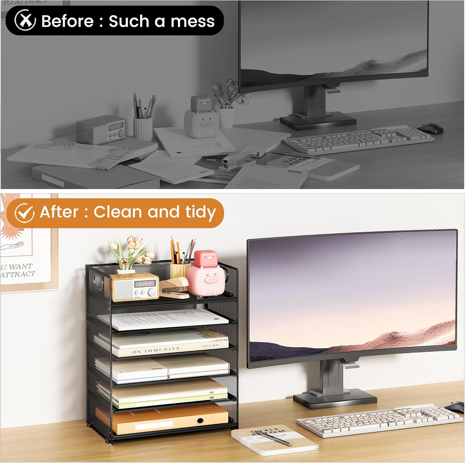 6-Tier Mesh Paper File Tray Or - Letter Tray Desk のレビューと価格