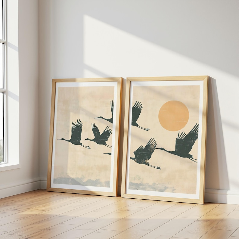 2pcs Japandi Flying Cranes Wal - Home Office Japandi のレビューと価格