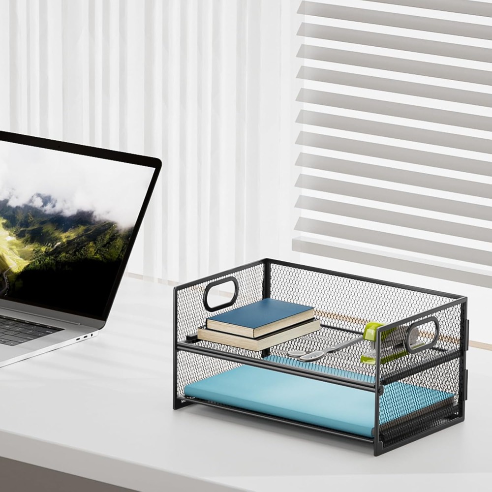 2 Tier Mesh Paper Organizer Le - Letter Tray Desk のレビューと価格