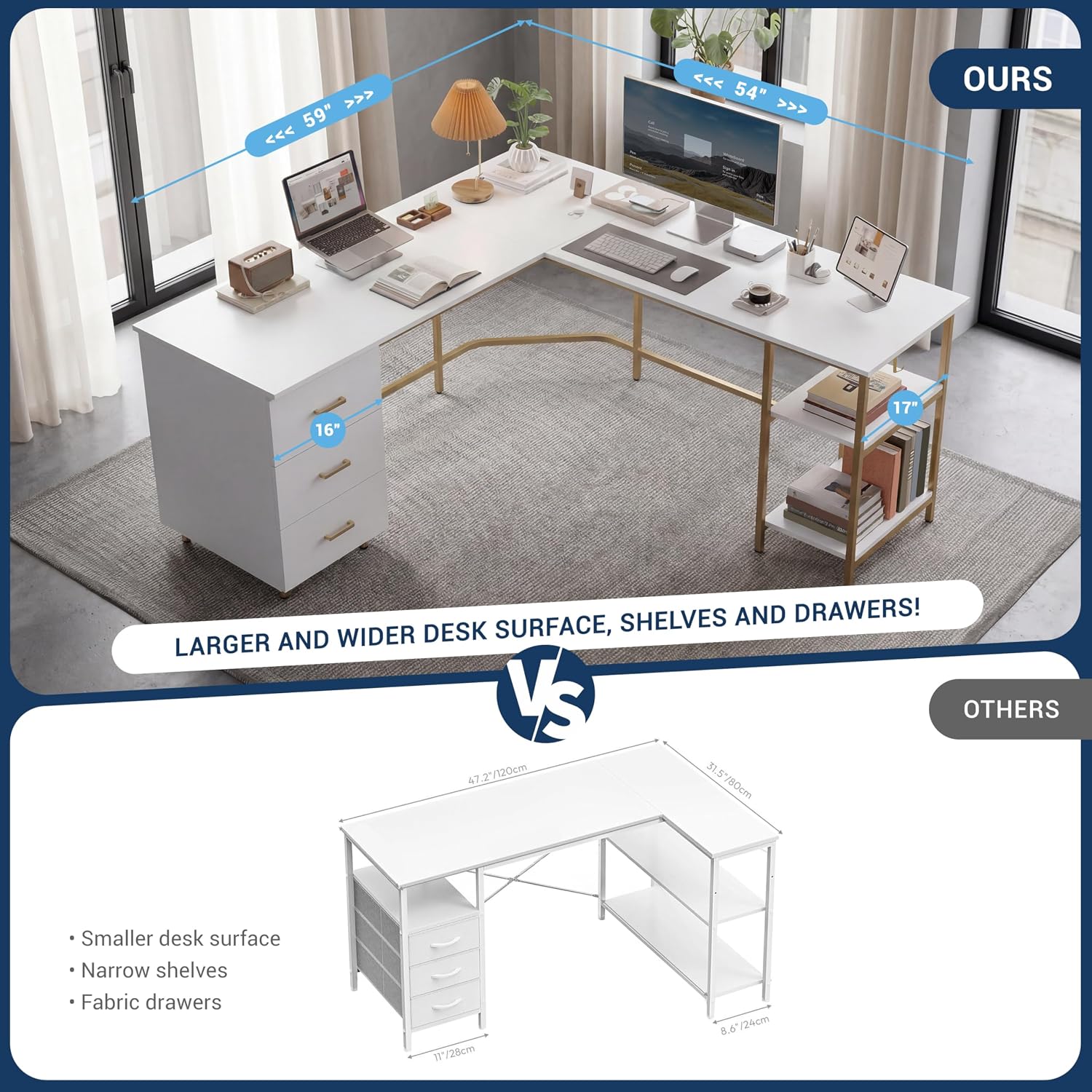 Techni Mobili L Shaped Desk -  - Home Office With Two Desks のレビューと価格