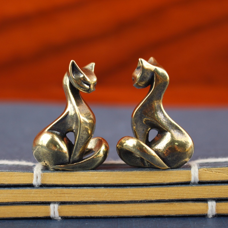 Mini Cat Figurines Brass Displ - Home Office Desk Ideas のレビューと価格