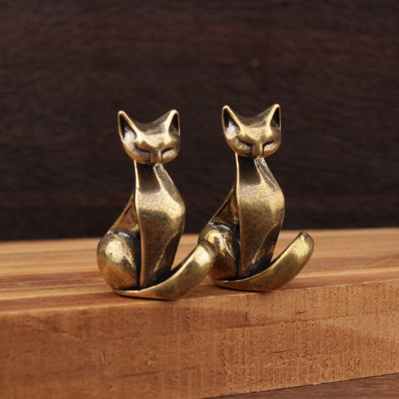 Mini Cat Figurines Brass Displ - Home Office Desk Ideas のレビューと価格
