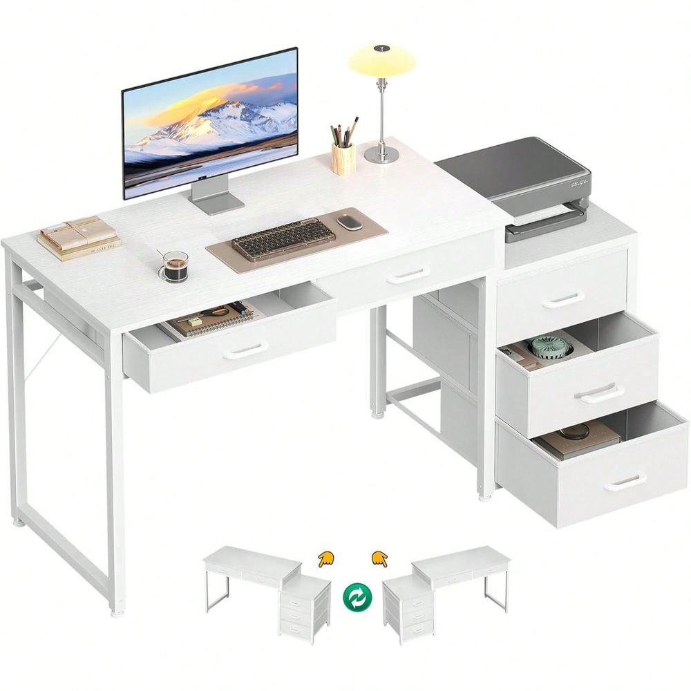 Desk With 5 Drawers, 53 Inch O - Office Table Home のレビューと価格
