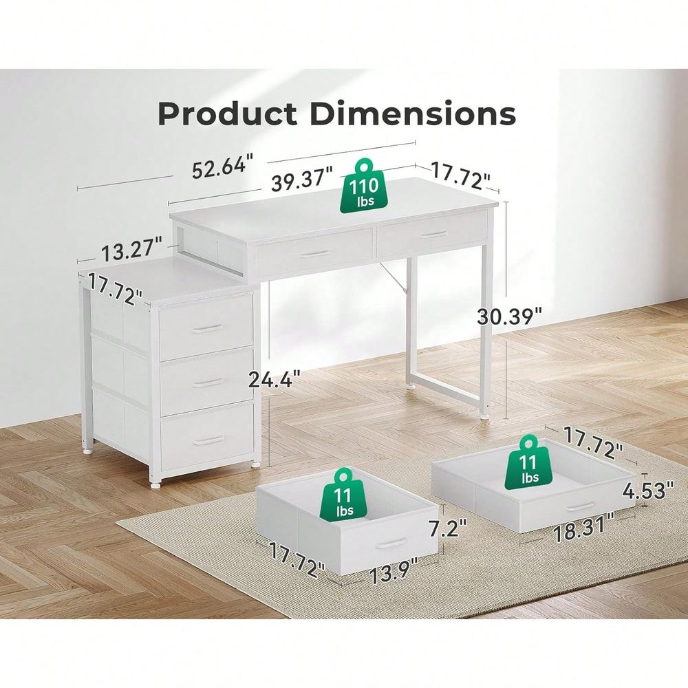 Desk With 5 Drawers, 53 Inch O - Office Table Home のレビューと価格