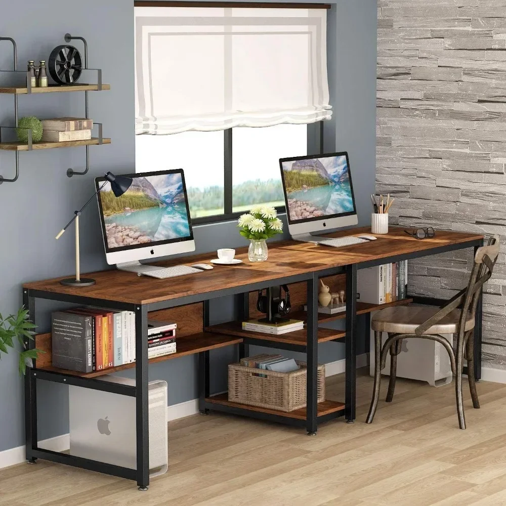 # Two Person Desk With Bookshe - Home Office With Two Desks のレビューと価格